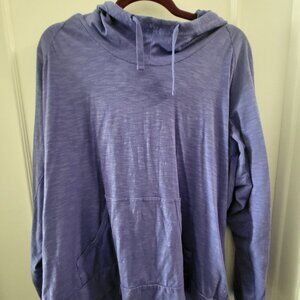 Columbia 1X Purple Slub-Knit Cowl Neck Pullover Hoodie